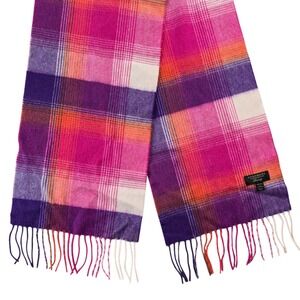 Charter Club 100% Cashmere Luxury Scarf Plaid Purple Pink Orange One Size Women‎